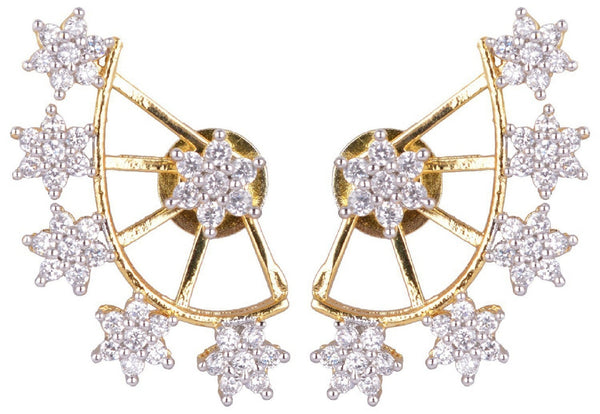 Attractive Golden Plated Star Shape American Diamond Studd Earring Set for Women and Girls
