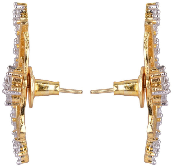 Attractive Golden Plated Star Shape American Diamond Studd Earring Set for Women and Girls
