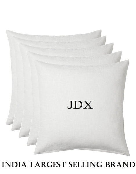 JDX Soft Microfiber Square White Cushion Filler for Bed, Sofa, Set of 5