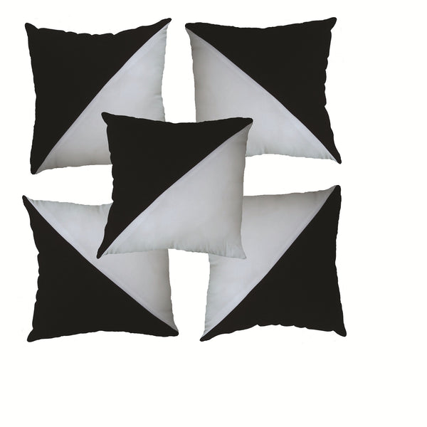 JDX Designer Color Block Soft Cushion, Set of 5 (Black,white)