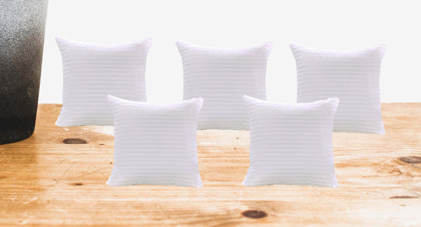 JDX Hotel Quantity Microfiber Satin Striped Cushion Filler, Set of 5- White