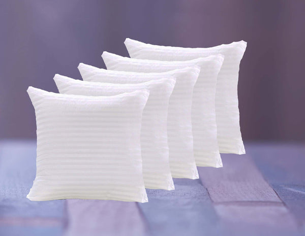 JDX Hotel Quantity Microfiber Satin Striped Cushion Filler, Set of 5- White