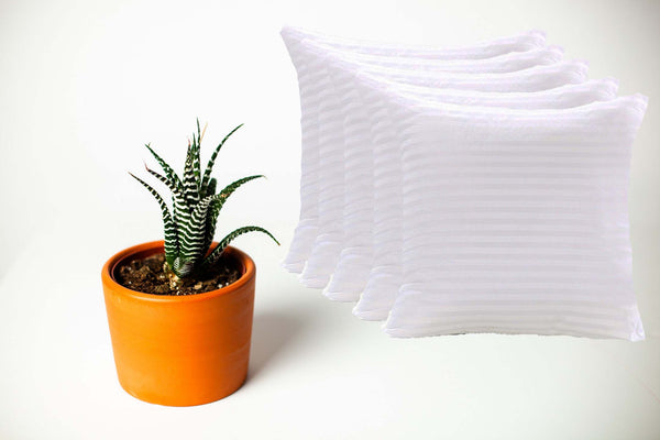 JDX Superb Soft Quantity Microfiber Satin Striped Cushion Filler, Set of 5- White