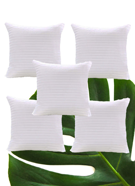 JDX Superb Soft Quantity Microfiber Satin Striped Cushion Filler, Set of 5- White