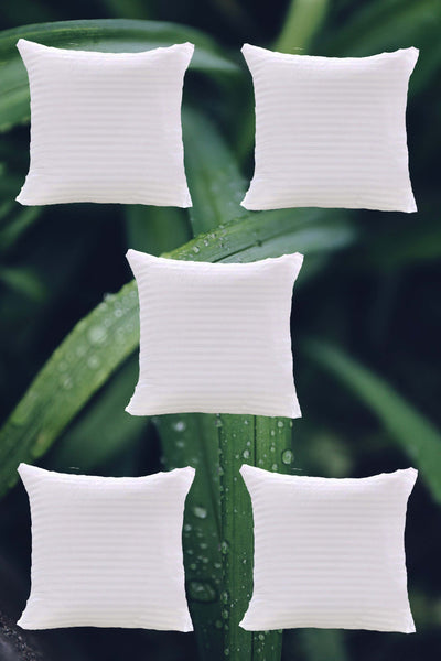 JDX Superb Soft Quantity Microfiber Satin Striped Cushion Filler, Set of 5- White