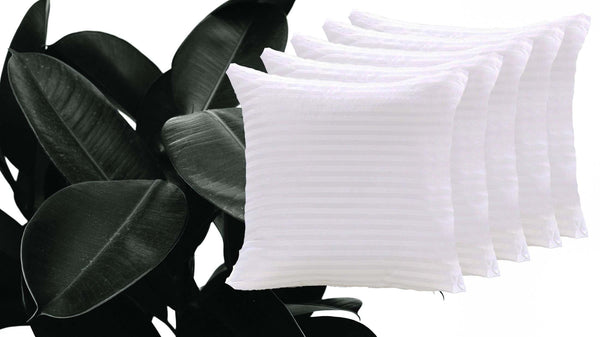 JDX Superb Soft Quantity Microfiber Satin Striped Cushion Filler, Set of 5- White