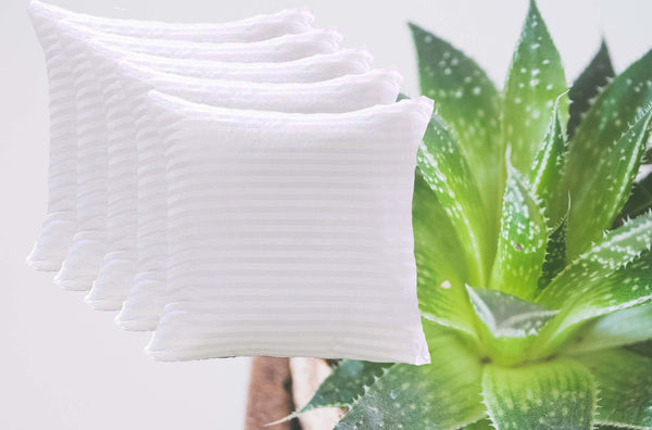 JDX Superb Soft Quantity Microfiber Satin Striped Cushion Filler, Set of 5- White