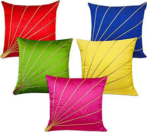 Multicolor Dupion Silk Cushion Covers, Set of 5, Multicolor