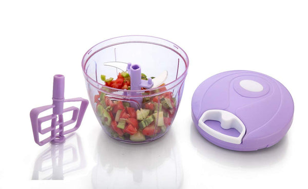 Premium Plastic Polypropylene Mini Handy and Compact Chopper with 3 Blades for Effortlessly Chopping Vegetables and Fruits for Your Kitchen (900ml)