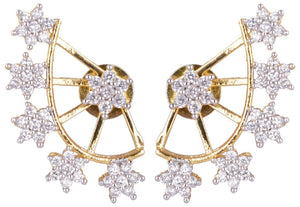 Attractive Golden Plated Star Shape American Diamond Studd Earring Set for Women and Girls