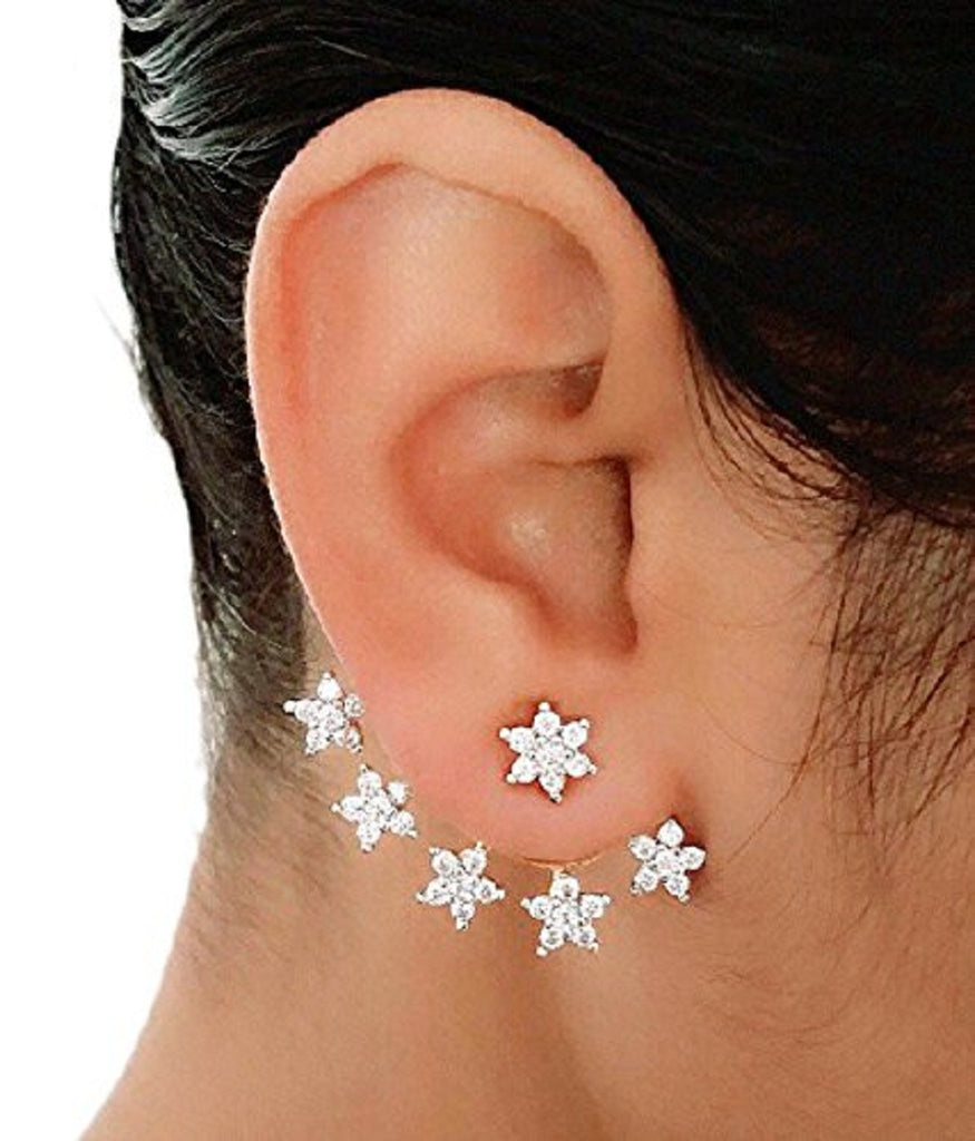 Attractive Golden Plated Star Shape American Diamond Studd Earring Set for Women and Girls