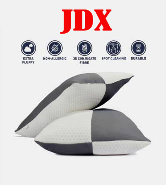 JDX Luxurious Soft Microfiber Sleeping Soft Pillow, Pack of 2, (White, Grey)