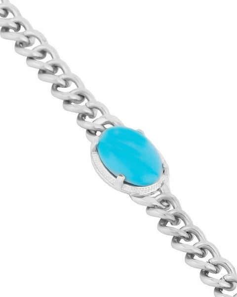 Stylish silver Plated, Blue Stone Studded Chain Bracelate for Men