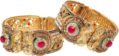 Classic American Diamond Studded Golden Plated Bangle bracelet Set for Women and Girl