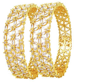 Attractive Gold Plated Stone Studded Bangles Set for Women and Girls