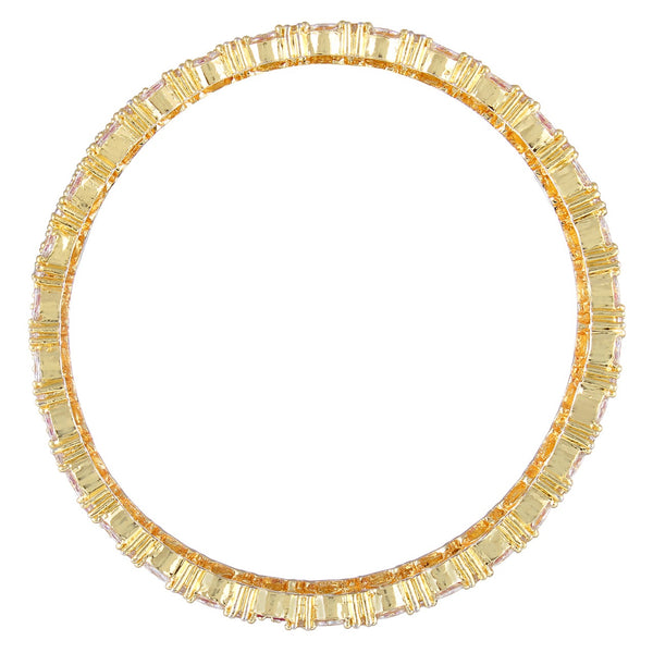 JDX Designer Gold Plated American Diamond Studded Metall Bangles for Women and Girls