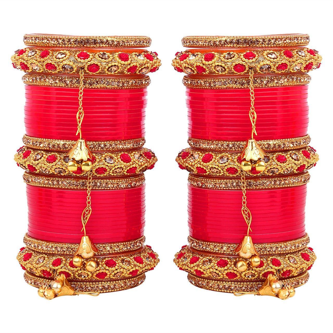 Exclusive Collection Full Bridal Red and Gold Thread Chura Set for Girls