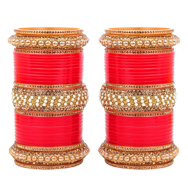 Red Designer Chooda Bridal Punjabi Chura Women Fashion Jewellery Dulhan Choora Set