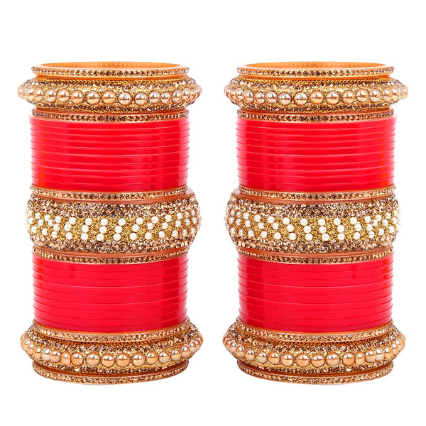 Red Designer Chooda Bridal Punjabi Chura Women Fashion Jewellery Dulhan Choora Set