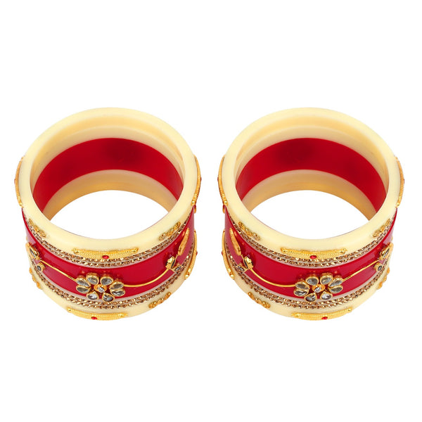 Traditional kundan Studd Plastic Red Chuda Set for Women and Girls