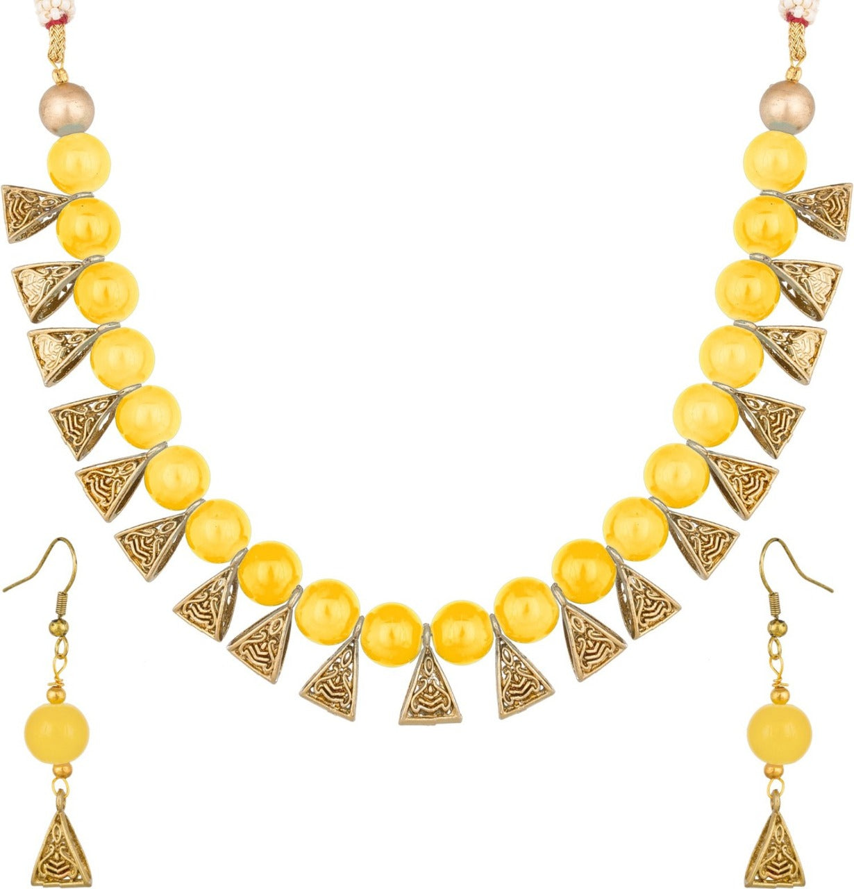 Gold Plated Fancy Plain Yellow Jewellery Set for Women & Girls