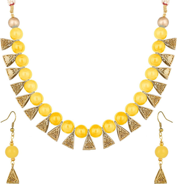 Gold Plated Fancy Plain Yellow Jewellery Set for Women & Girls