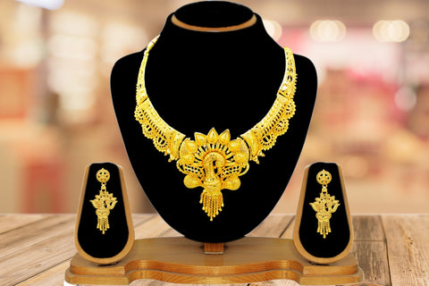 Trendy Golden Plated Necklace Set for Women and Girls