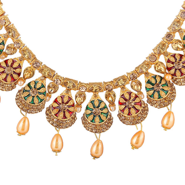 Fancy Stylish Partywear Necklace Set With Earring For women and Girls