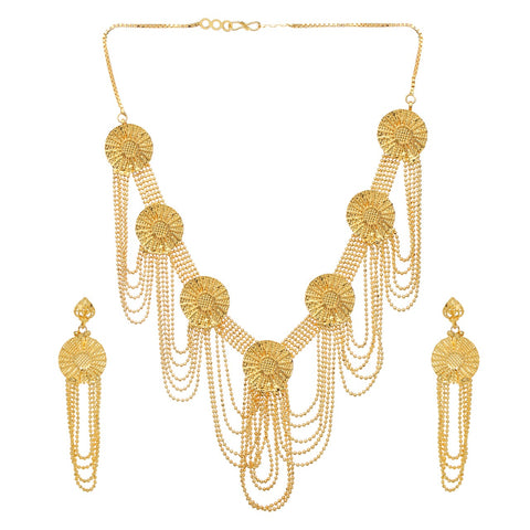 Attrective Golden Plated Bold Design Necklace for Women and Girls