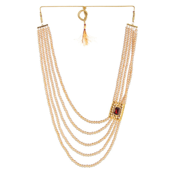 Stylish Golden Pearl Necklace with Side Pendant for Women and Girls