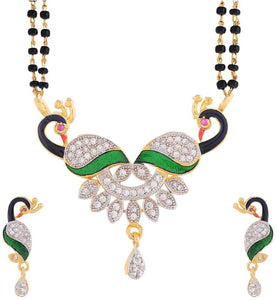 Colorfull Pecock Style American Diamond Studded Mangalsutra Set for Women and Girls
