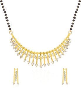Stylish Golden Plated American Diamond Studded Mangalsutra For Women