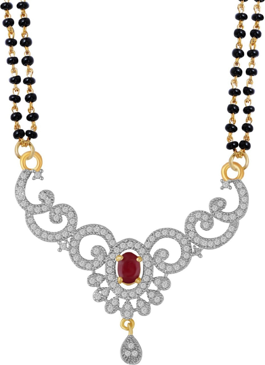 Stylish American Diamond Studded Mangal Sutra Necklace For Women