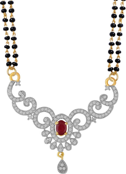Stylish American Diamond Studded Mangal Sutra Necklace For Women
