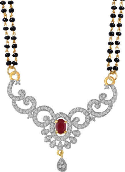 Stylish American Diamond Studded Mangal Sutra Necklace For Women