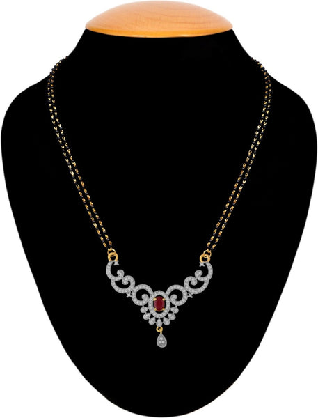 Stylish American Diamond Studded Mangal Sutra Necklace For Women