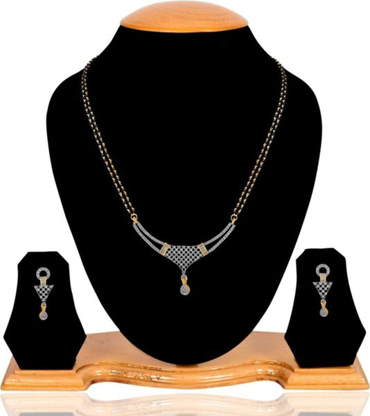 Modern American Diamond Studded Mangalsutra wirh Earring for Womens
