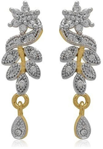 Leaf Design American Diamond Studded Magalsutra With Earring for Women and Girls