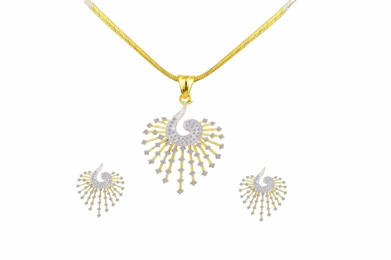 Attractive Zarkain Work Golden Plated Nacelace Set  with Earrings For Women And Girls