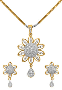 Attractive Crystal Studded Pendant Necklace Set For Women and Girls