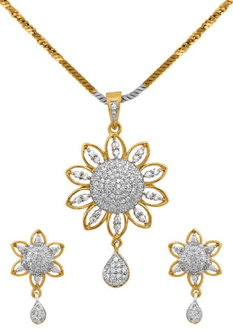 Attractive Crystal Studded Pendant Necklace Set For Women and Girls
