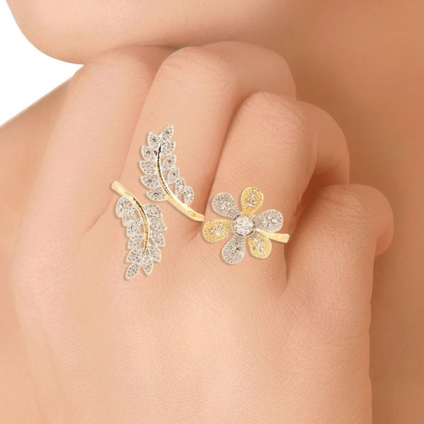 Exlcusive Trendy American Diamond Work Golden Plated Ring for Women and Girls