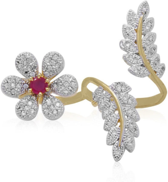 Trendy American Diamond Work Golden Plated Rings Set for Women and Girls