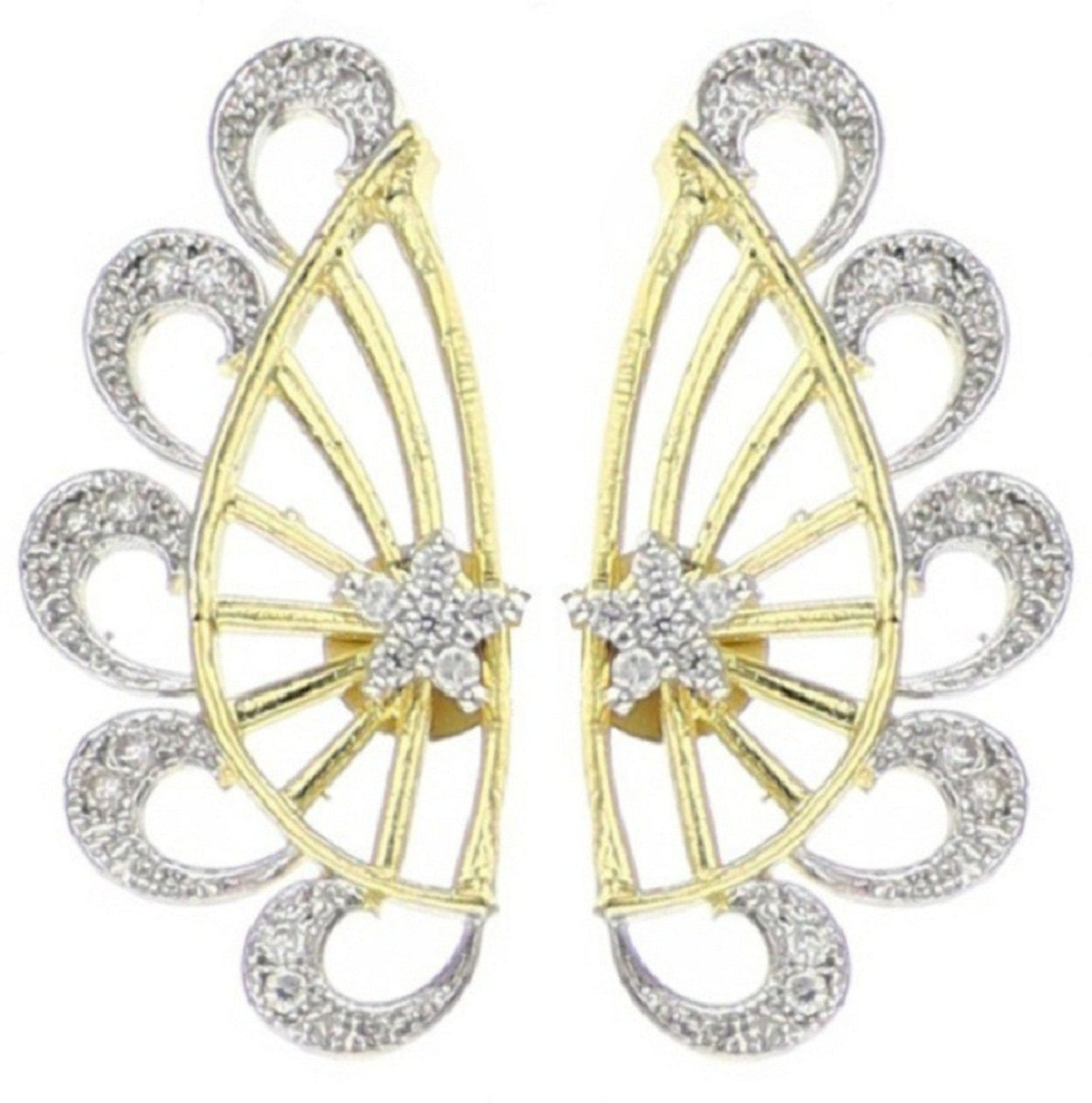 Attractive Golden Plated American Diamond Studd Earring Set for Women and Girls