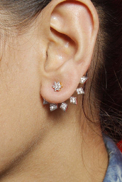Fancy Gold Plated American Diamond Ear Cuff Earring Jewellery For Women & Girls