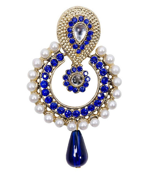 Fancy White Pearl and Blue American diamond Studded Earring Set for Women and Girls