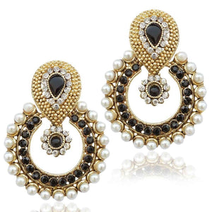 Stylish Black Pearl and American Diamond Studded Earring Set for women and girls