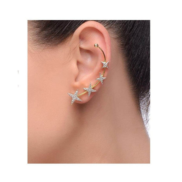 Gold Plated American Diamond Ear Cuff Earring For Women & Girls