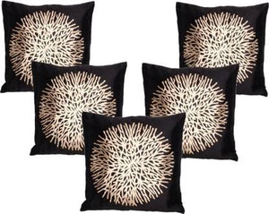 Printed Black printed Cushion Cover, Set of 5