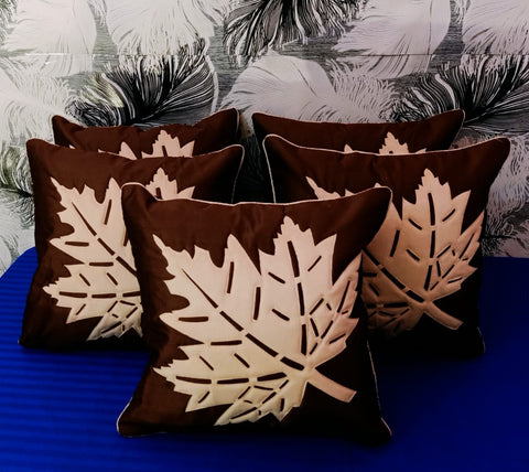 JDX Luxurious Hotel Quality Leaf Pattern Cushion Cover 16x16 Inches